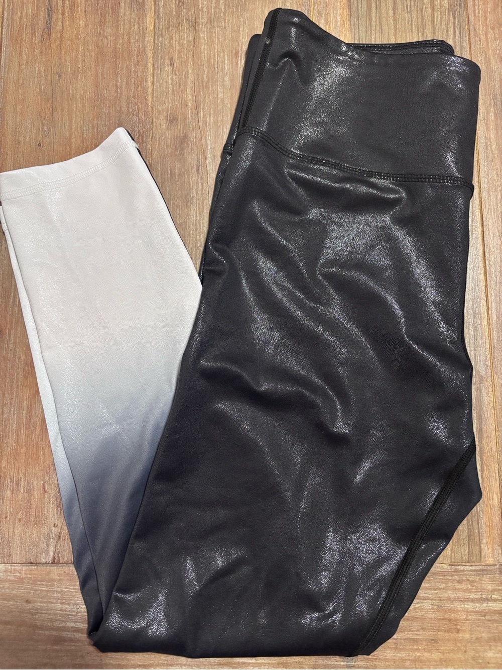 ZYIA Black Leggings with White Ombre Side Panel